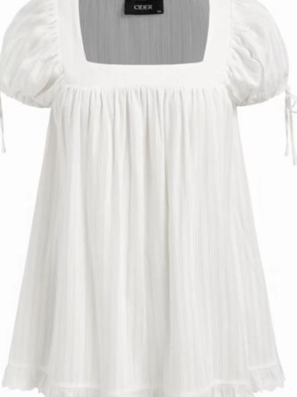 Cider White Square-Neck Puff Sleeve Tunic